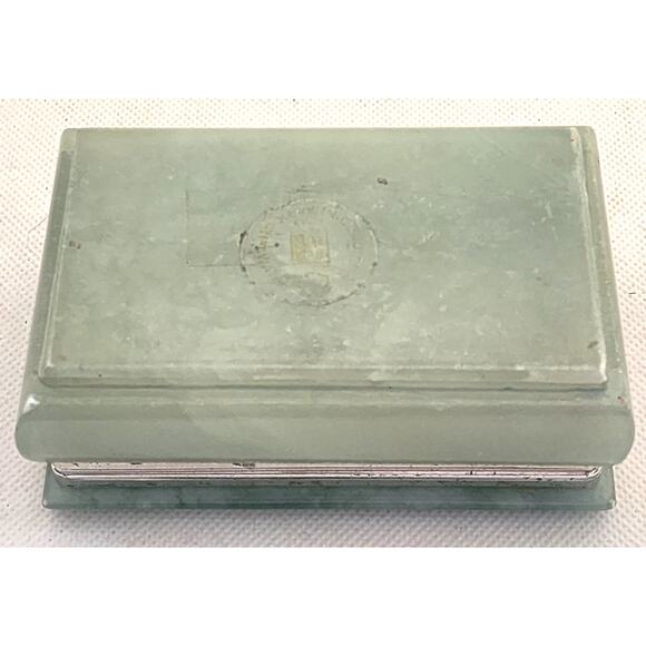 Trinket/Jewelry Box-Alabaster-Green-Flowers-Hinged Edge - Picture 9 of 13